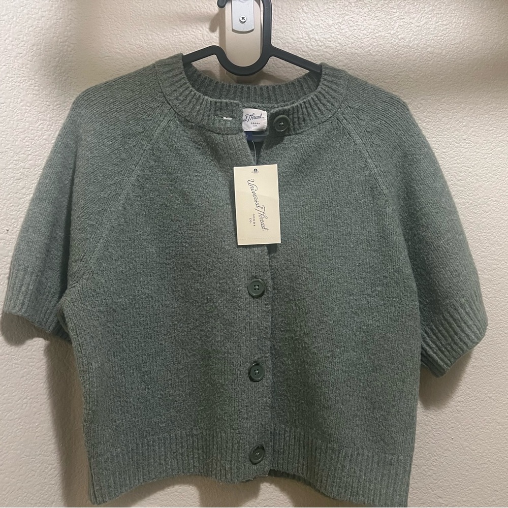 Universal Thread Olive Green Short Sleeve Cardigan Sweater